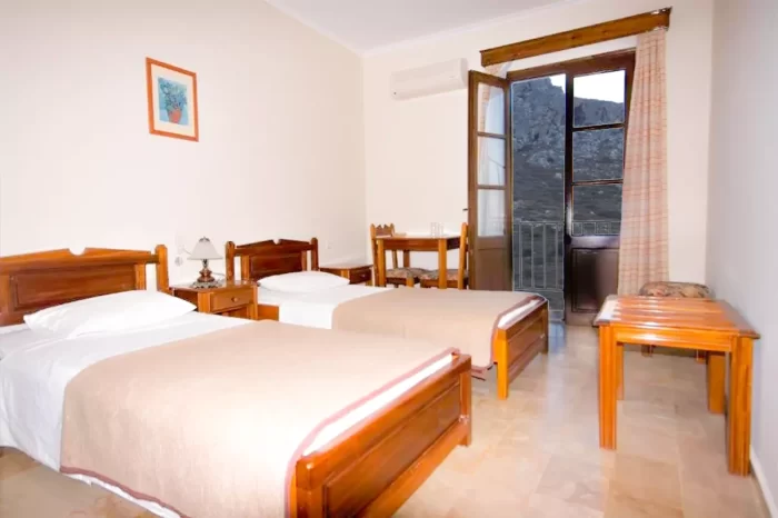 twin room with 2 single beds and mountain view